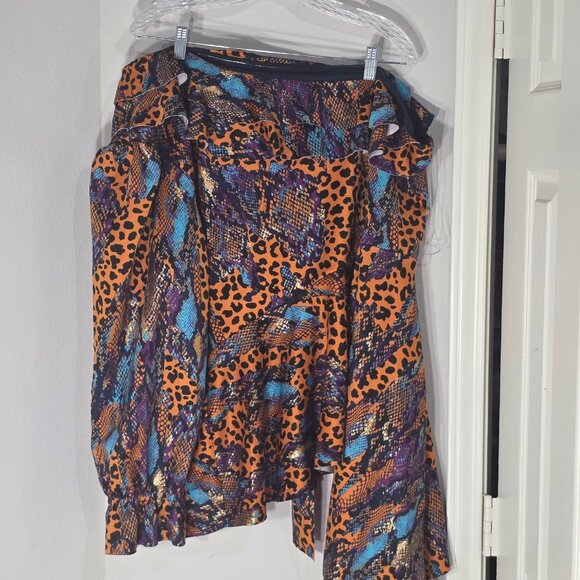 ASHLEY STEWART PLUS SIZE MIX ANIMAL PRINT ONE SHOULDER TOP | SIZE 30/32 | MULTI - Picture 7 of 7